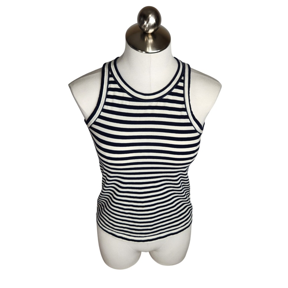 Everlane Tank Top Women S Navy White Striped Organic Cotton Sleeveless Classic